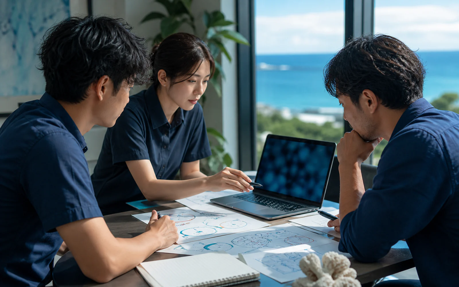 沖縄の企業関係者がAI時代の価値創出について議論するイメージ